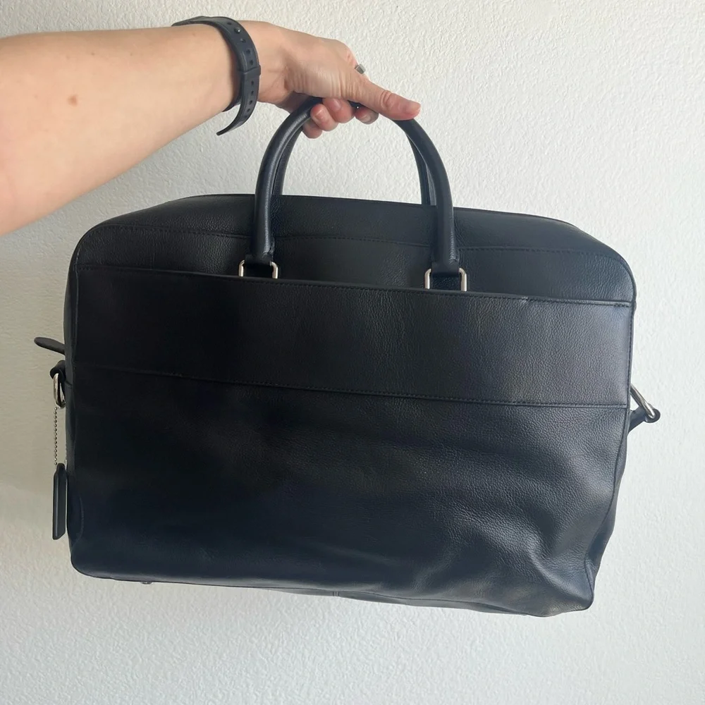 Coach Black Leather Brief Case